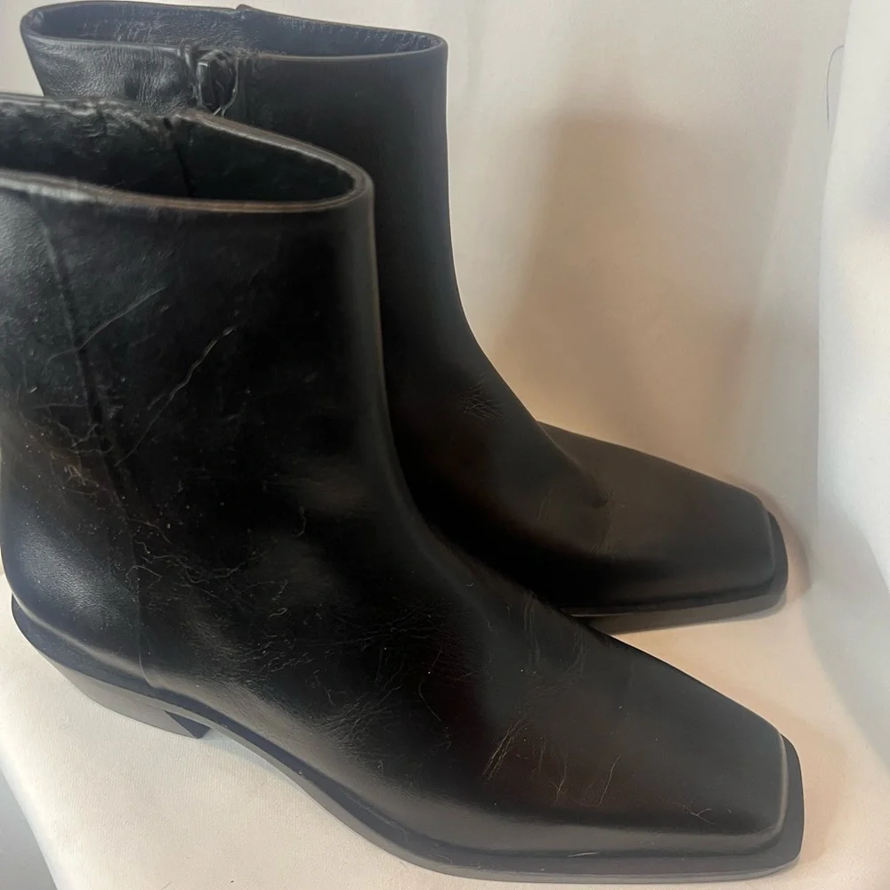 NWT Massimo Dutti Heeled Square-toe Ankle Boots In Black 1130 7.5 medium - Picture 5 of 11